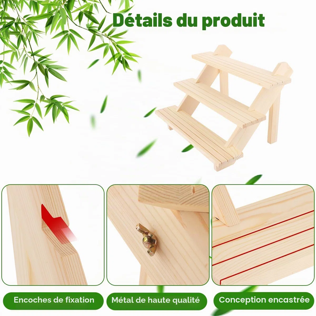 AKOLAFE Lot de 2 Présentoirs en Bois 3 Niveaux Présentoir Étagère 39 x 30 x 24CM Etagere Parfum Bois Étagères de Présentation avec Rainure Presentoir Parfum Détachable pour Artisanat, Figurine, Bijoux