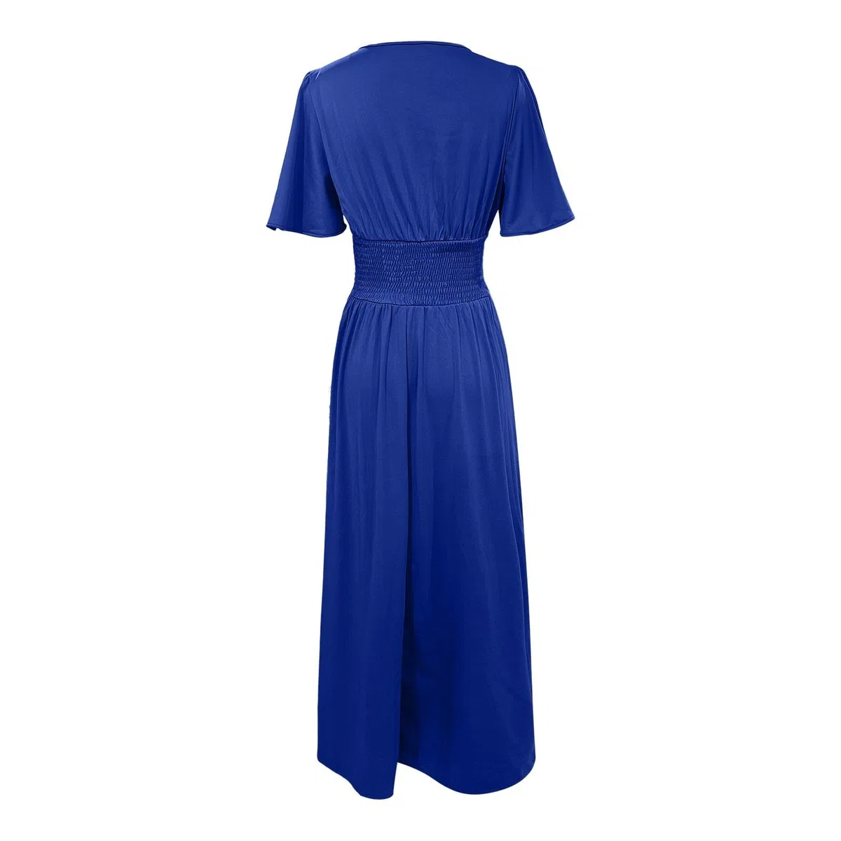 2026 Robe d'été élégante pour femme avec col en V et taille longue avec manches plissées, fente latérale et volants pour soirée mariage
