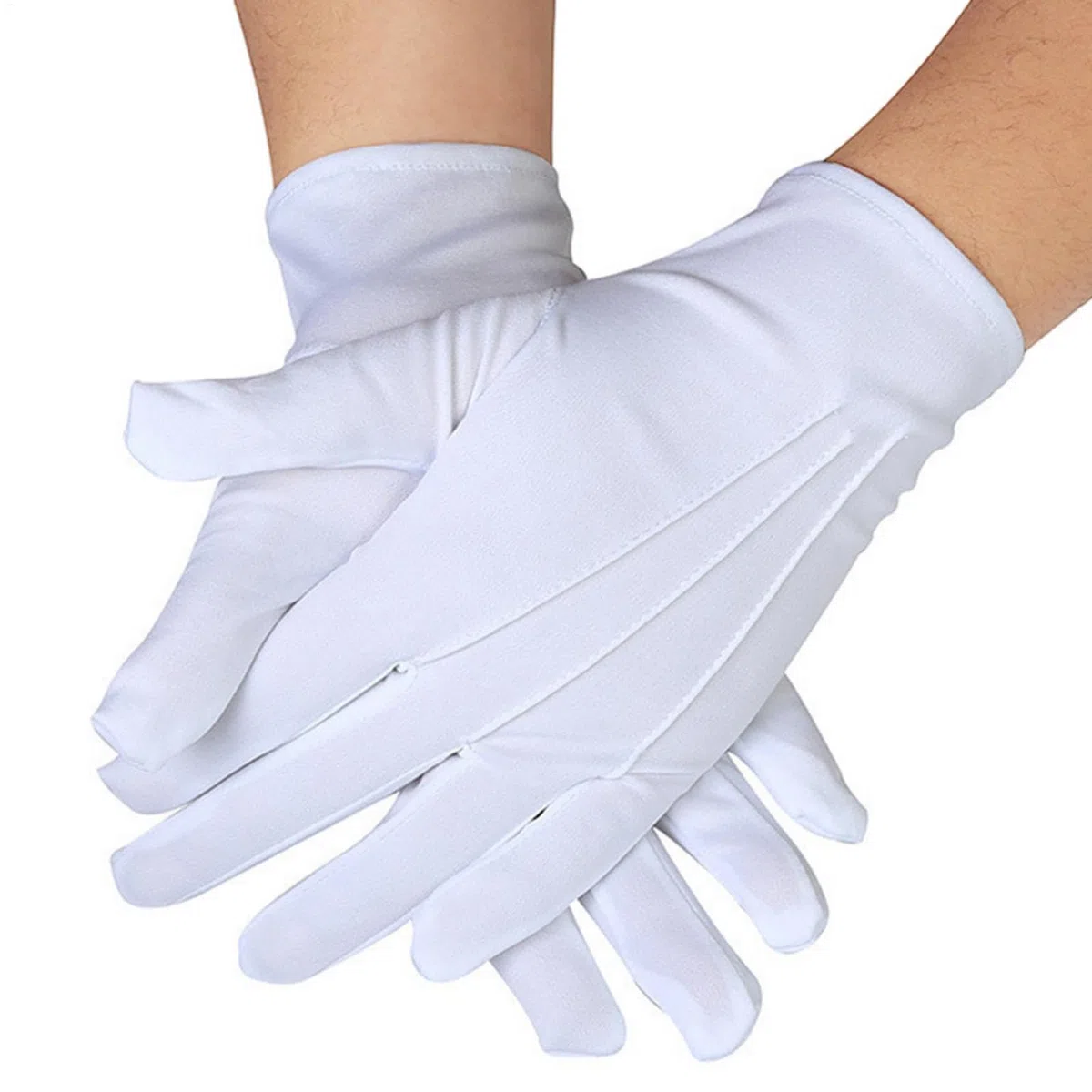 Gants blancs de cérémonie | Gants unisexes en polyester respirant | Accessoires de costume pour mariages, funérailles, cérémonies | Gants blancs pour officiers du Père Noël, magiciens