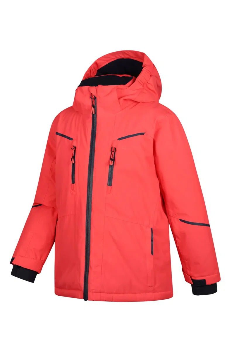 Mountain Warehouse Slalom Kids Extreme Veste de ski imperméable – Manteau rembourré doublé en polaire avec jupe de neige amovible, garçons et filles – Ski d'hiver, sport, marche