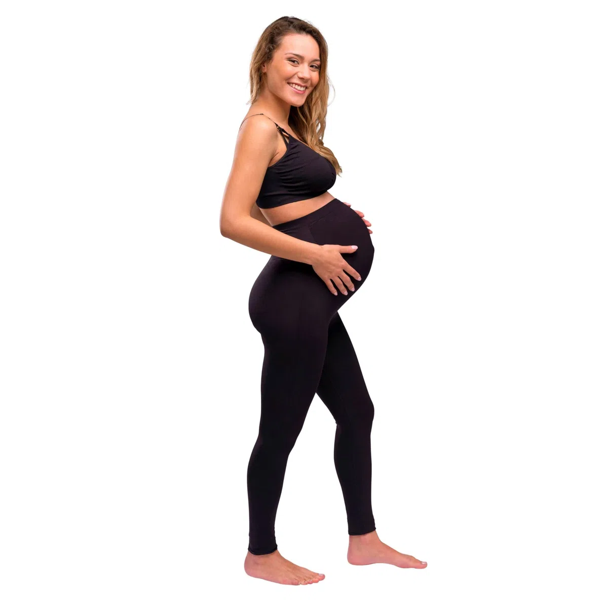 Carriwell Legging de Grossesse sans Coutures | Tissu Doux & Respirant | Soutien du Ventre & du Dos, Antidérapant & Opaque | Parfait en Toute Saison & pour Peaux Sensibles | Idéal pour Le Fitness S-XL