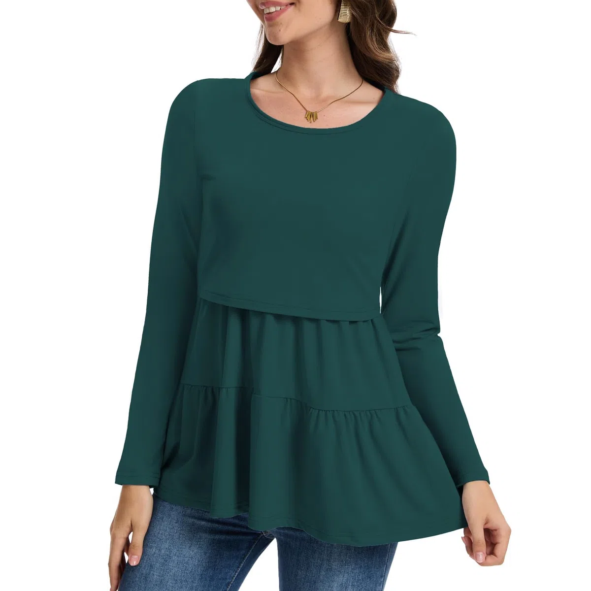 Bearsland Lot de 3 Haut d'allaitement pour Femme Manches Longues Col Rond Chemise d'allaitement
