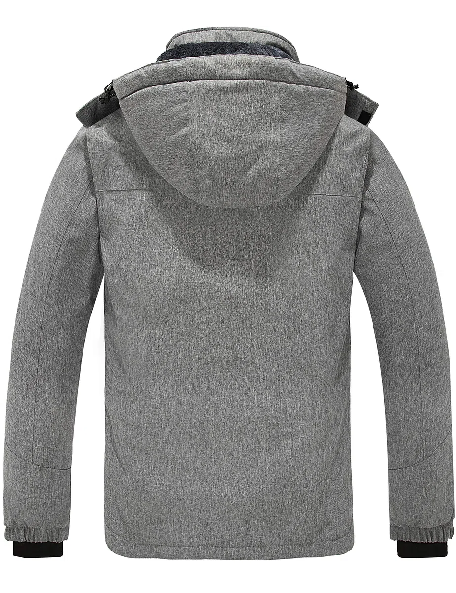 Wantdo Homme Manteau d'hiver Chaud avec Capuche Veste de Ski Imperméable Voyage Coupe-Vent Veste Randonnée Travail Veste de Snowboard Outdoor