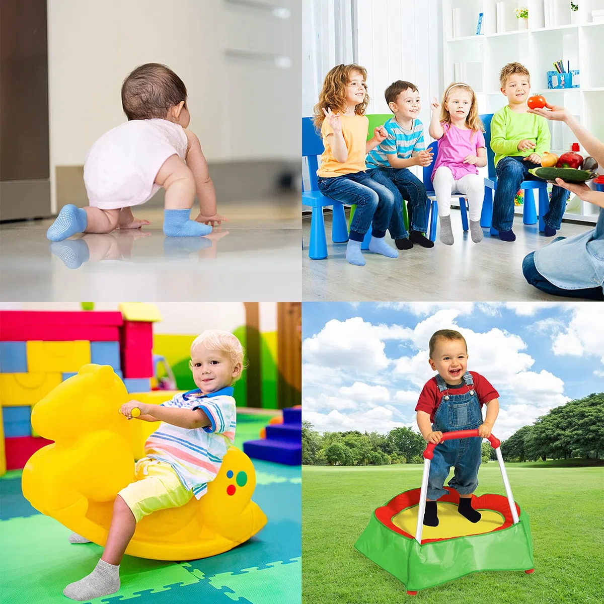 Lot de 12 paires de chaussettes antidérapantes pour tout-petits de 1 à 10 ans, garçons et filles