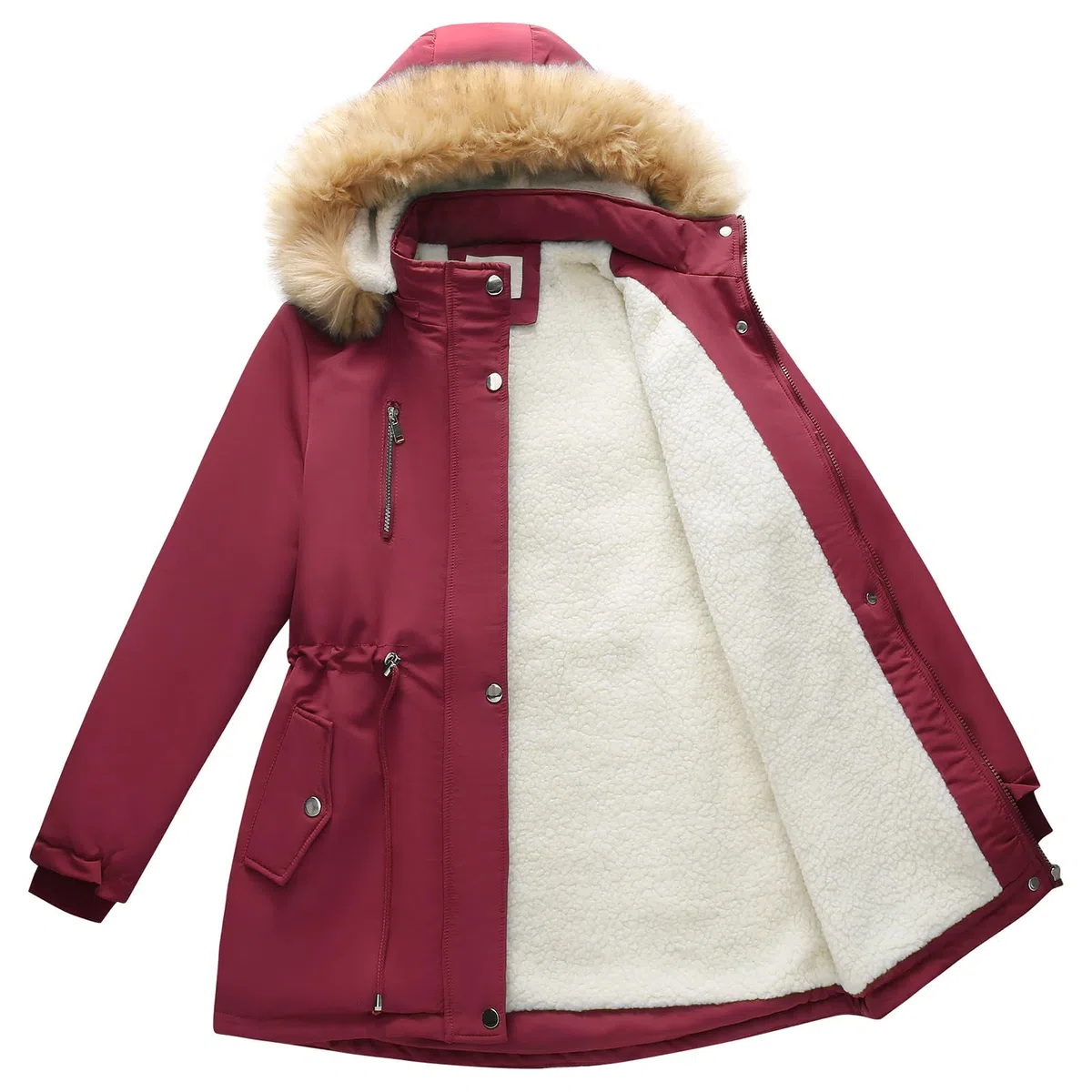 MODFUL Parka en polaire pour femme avec capuche amovible - Manteau d'hiver chaud Sherpa