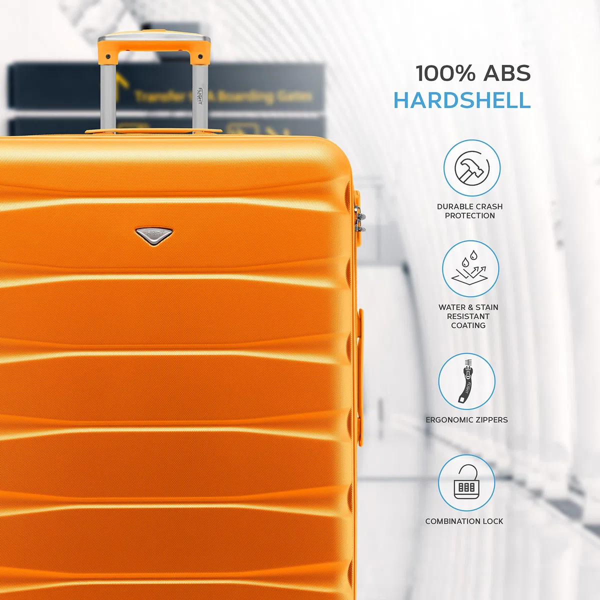 Flight Knight ABS 3 Tailles Valise Legere Compatible avec Air France, Hop! easyJet, RyanAir Et Bien d'autres! Bagage a Main 55x35x20 cm Et Bagage en Soute Grande avec 4 Roues.