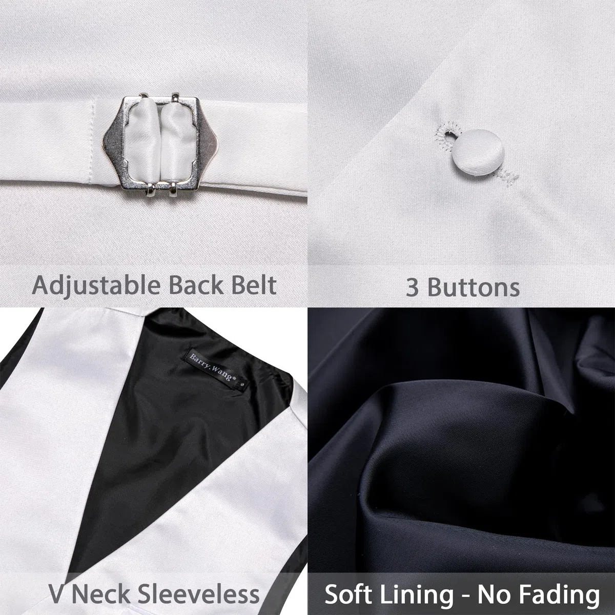 Barry.Wang Ensemble gilet d'affaires pour homme avec gilet et nœud papillon | Col en V classique coupe ajustée 5 pièces, parfait pour une fête de mariage