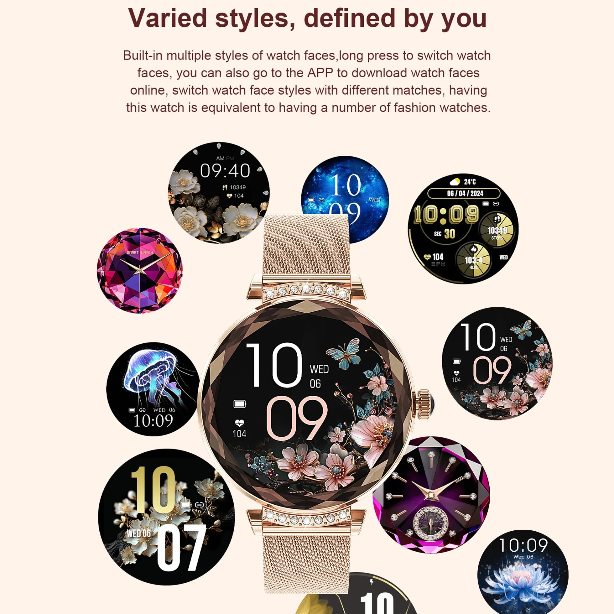 LONGLU Montre Intelligente pour Femmes avec Appel téléphonique Bluetooth pour iPhone et téléphones Android Tracker de Fitness Multi-Sport avec réponse/appels imperméable (Argenté)