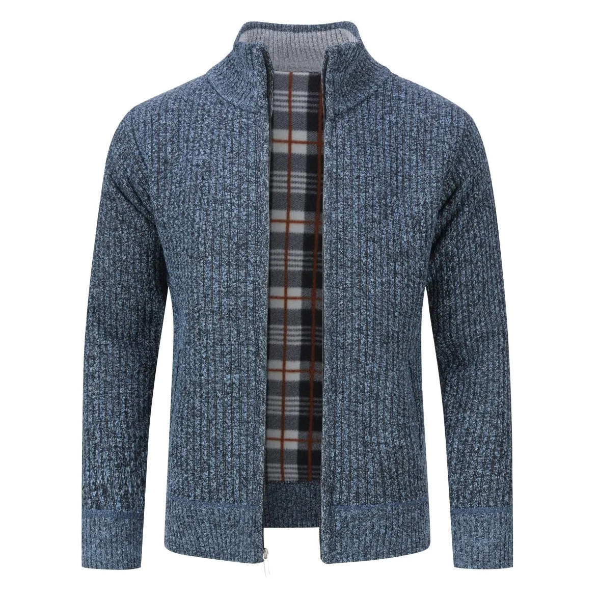 Allthemen Cardigan Homme Veste en Maille Zippé avec Col Montant Tricoté Veste d'hiver