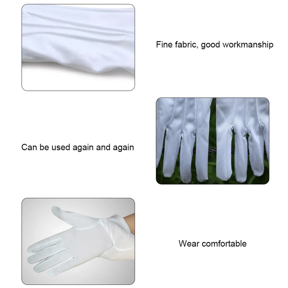 Gants blancs de cérémonie | Gants unisexes en polyester respirant | Accessoires de costume pour mariages, funérailles, cérémonies | Gants blancs pour officiers du Père Noël, magiciens