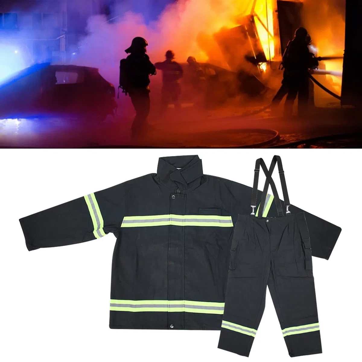 Tissting Vêtements Ignifuges Professionnels, Combinaison Résistante à la Chaleur avec Bandes Réfléchissantes, Confortable et Respirant en Coton Pur, Disponible en Tailles Multiples
