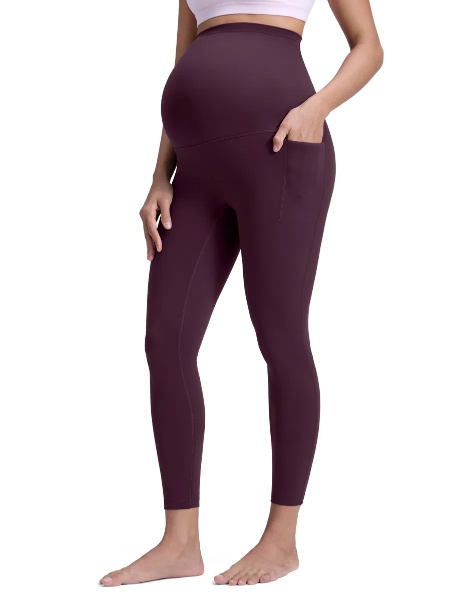 CRZ YOGA Femmes Butterluxe Maternité Leggings 63cm - Entraînement Yoga Grossesse Pantalons Poches