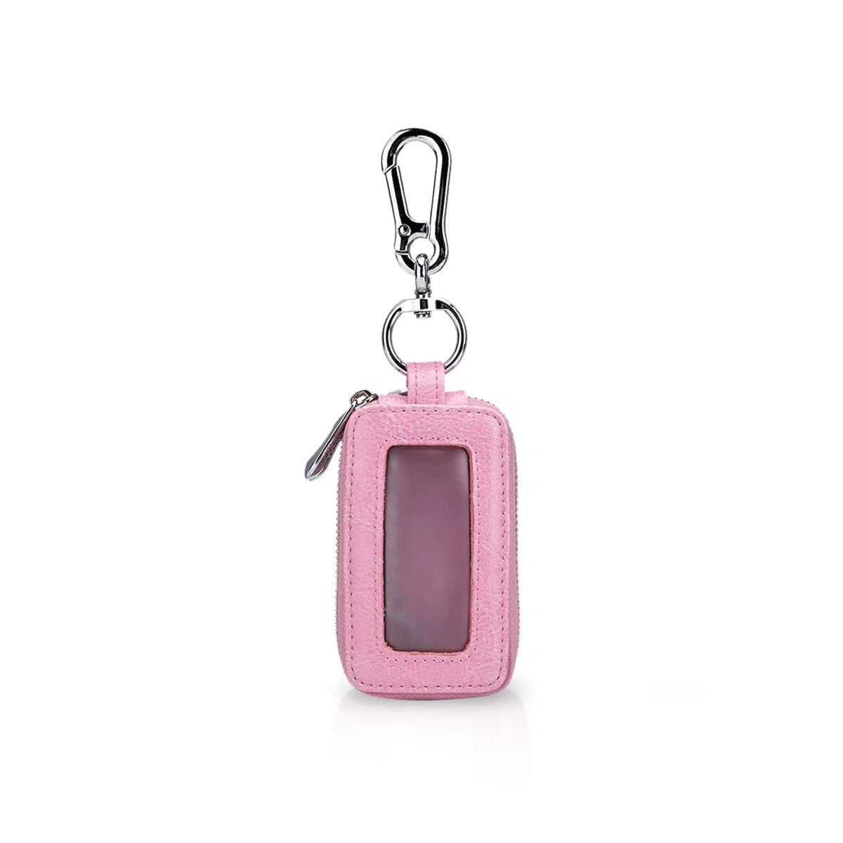 Etuis Porte Clés Véritable Cuir Voiture Clé Cas Portable Porte-Monnaie Car Key Case Rétro étanche Double Pochette Zippée Hommes Femme, Rose, L, Rose, L