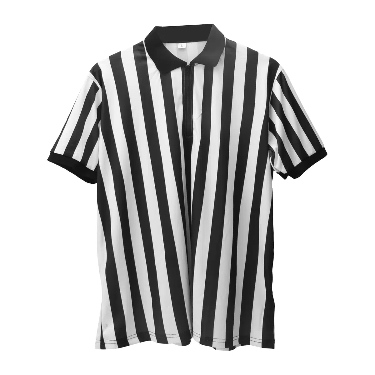 Mens Official Umpire Jersey Stripe Overturned Collar Ref Uniform Referee Shirt for Basketball Football Soccer