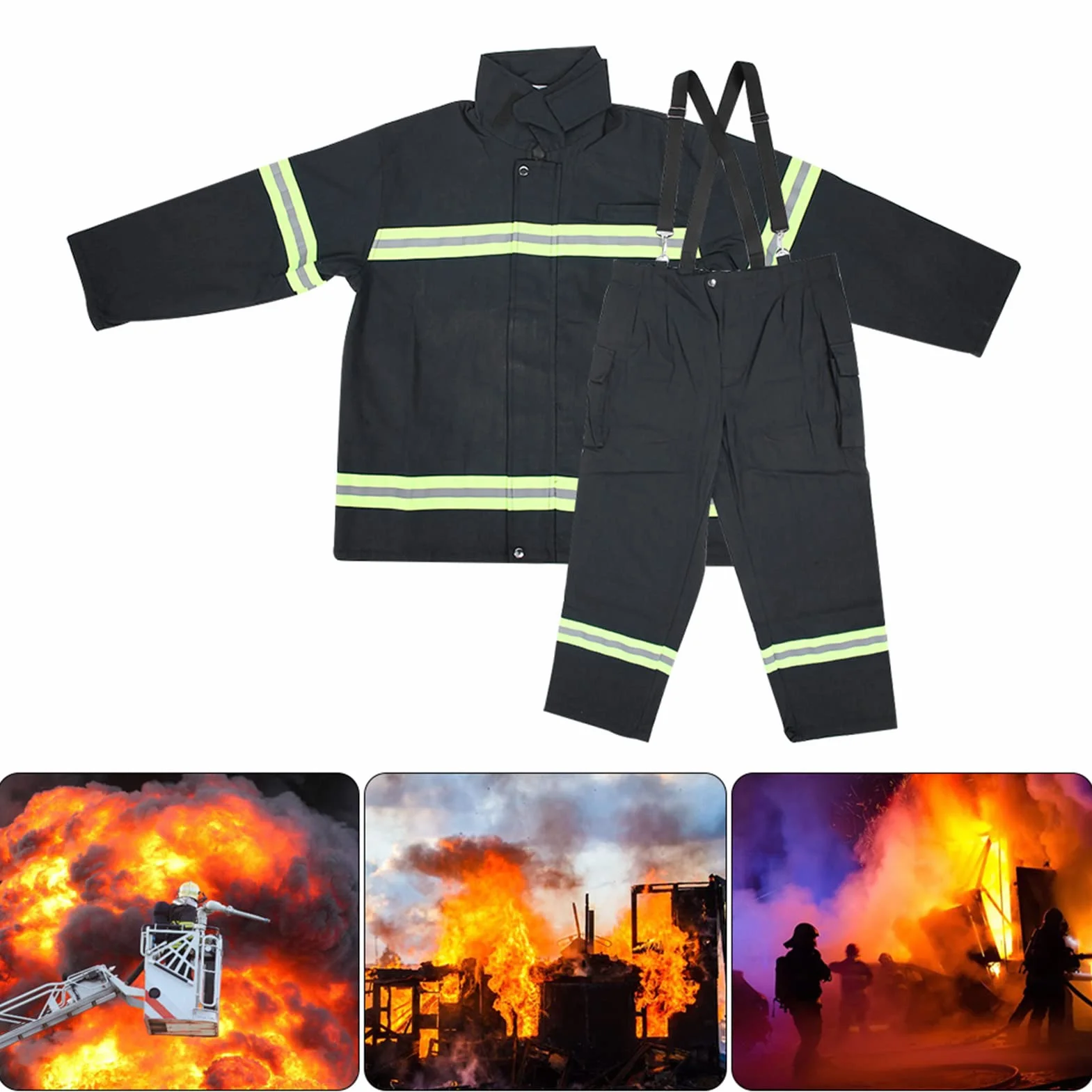 Tissting Vêtements Ignifuges Professionnels, Combinaison Résistante à la Chaleur avec Bandes Réfléchissantes, Confortable et Respirant en Coton Pur, Disponible en Tailles Multiples