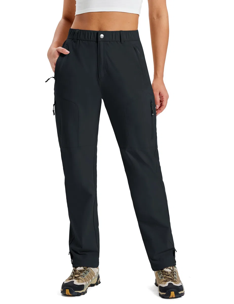 MoFiz Pantalon de Randonnée pour Femme Séchage Rapide Léger Cargo Pantalon Imperméable Respirant Multifonctionnel Montagne Pantalons avec Poche Zippée pour Casual Extérieur S-2XL