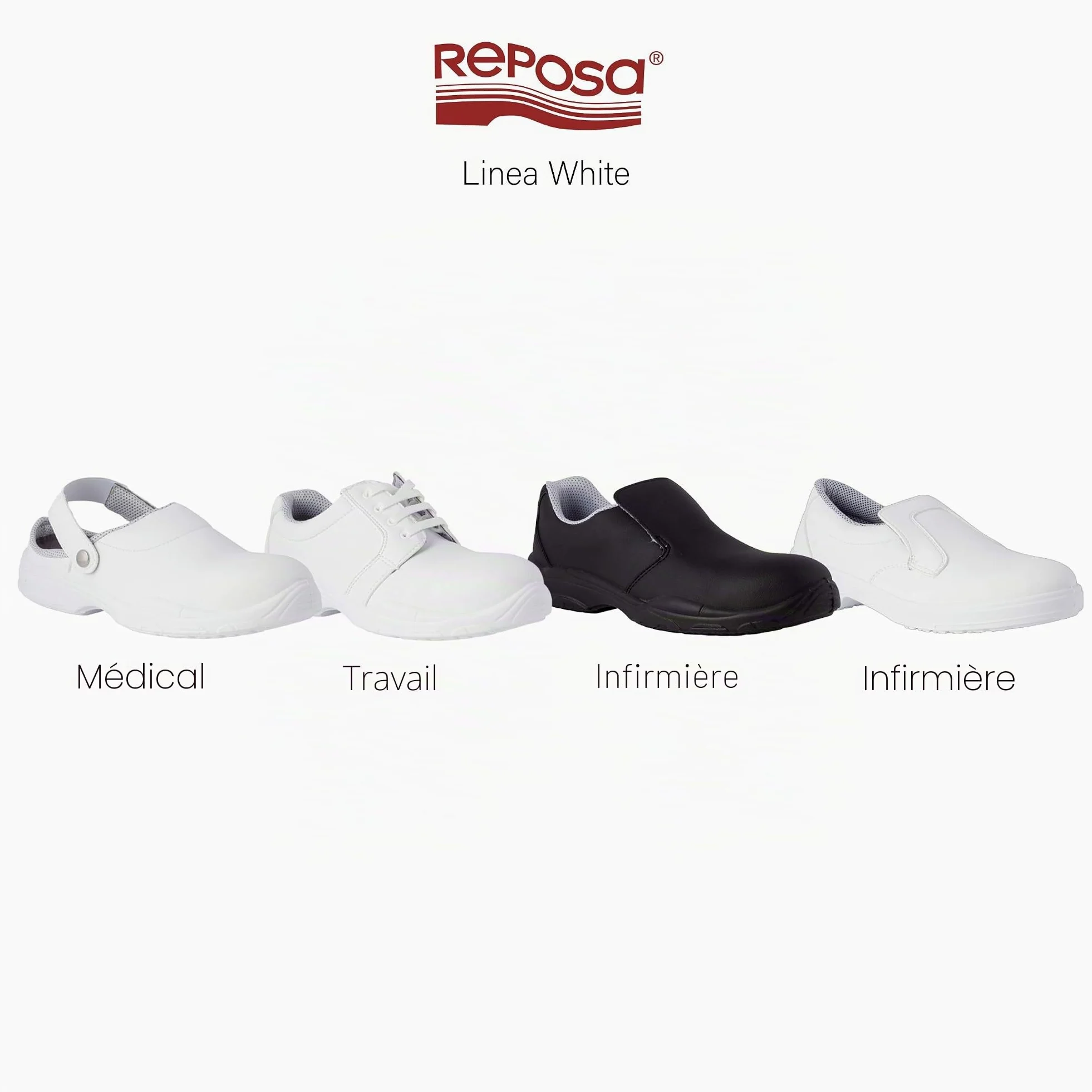 REPOSA Medical - Sabot Femme et Homme Medical Microfibre avec Semelle en Polyuréthane Antidérapante, Chaussure Femme et Homme Sanitaires Antichoc Antistatiques avec Bride, Chaussures de Cuisine