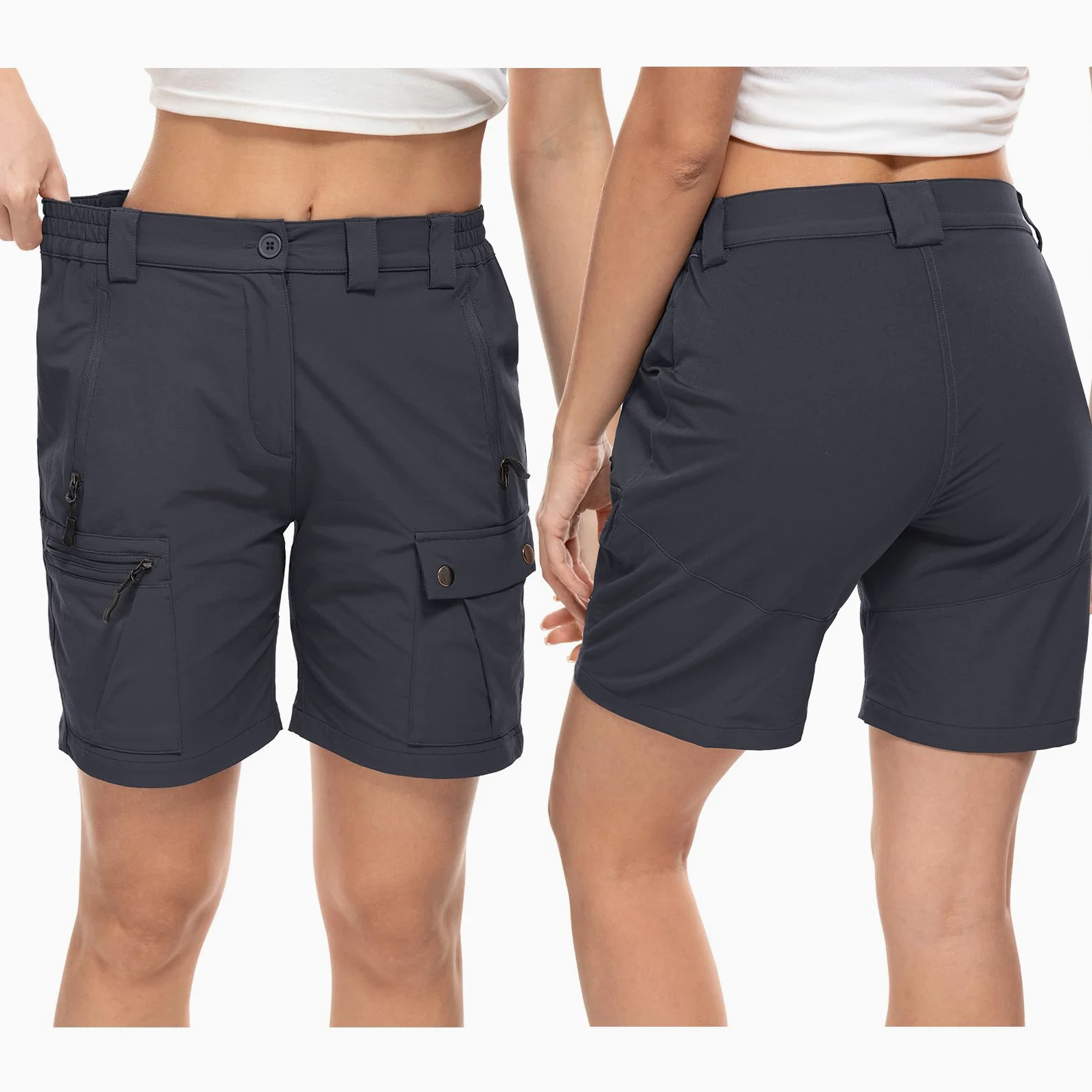 Short de Randonnée Cargo pour Femme Shorts de Randonnée Femme Short d'extérieur Confortable, Léger et à Séchage Rapide, pour Les Voyages et la Randonnée avec 4 Poches