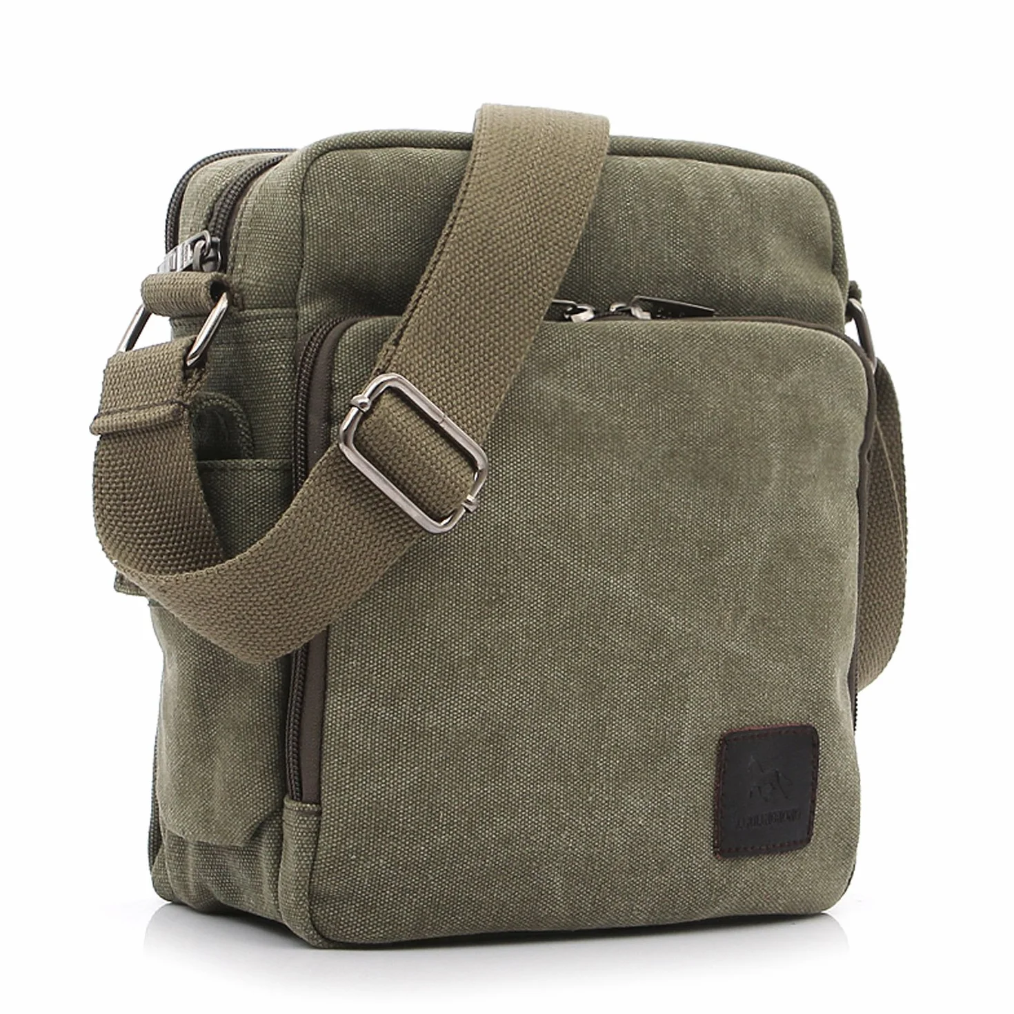 Sac bandoulière Homme Sac Besace Vintage Petit Porté épaule Sac en Toile Sacoche de Voyage pour école Université Cours Travail Sport Bourse Rétro Pochette Messager (Vert)