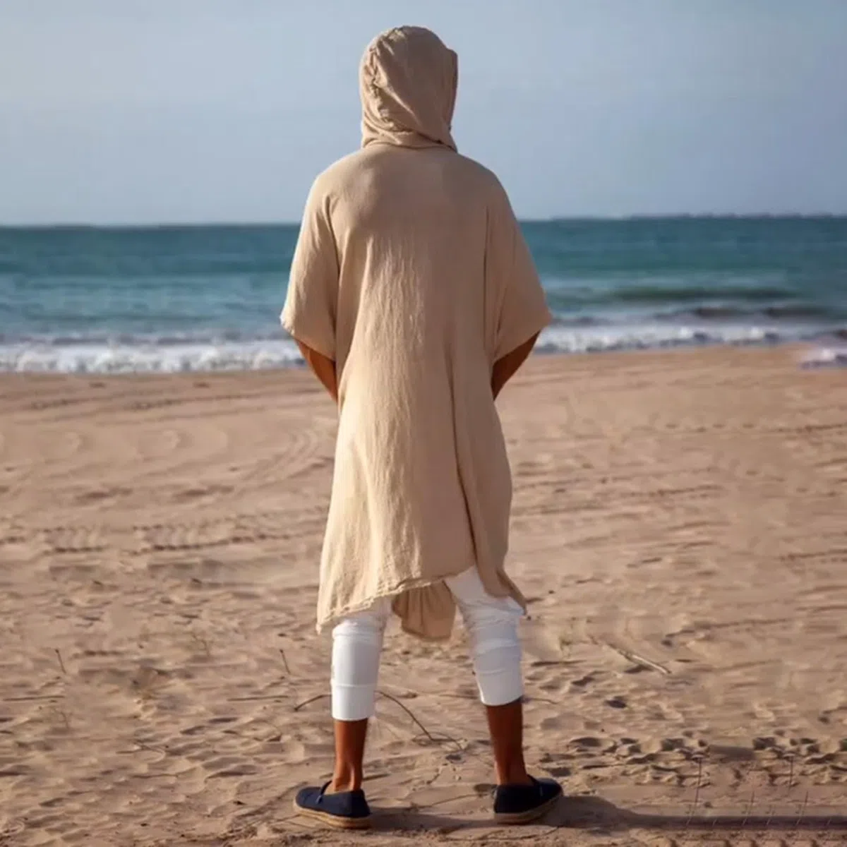 Cardigan Ouvert à Capuche pour Hommes Cape à Châle pour les Vacances D'été Long Kimono Cardigans Maillots de Bain Cover Ups