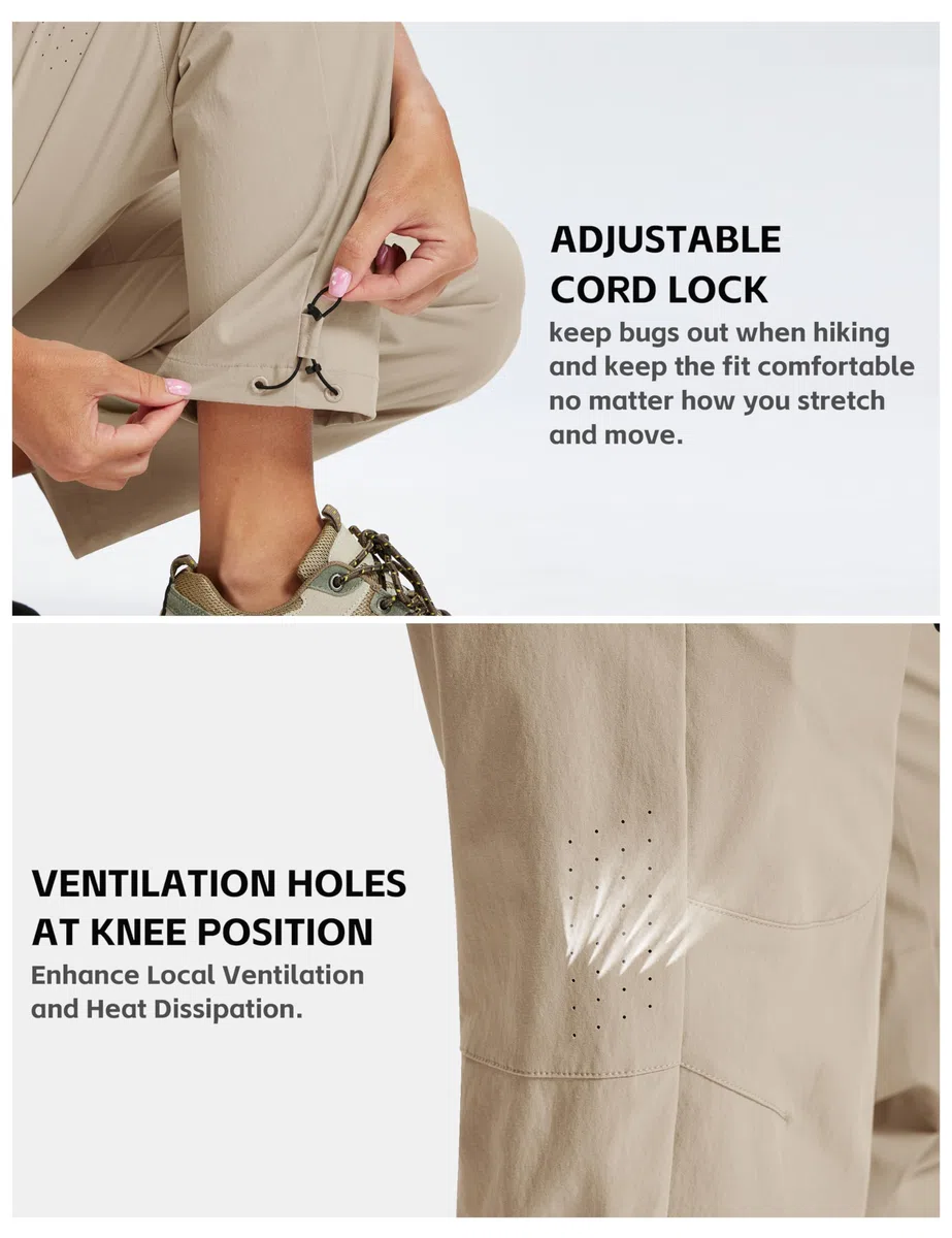 MoFiz Pantalons de Randonnée Femme Outdoor Cargo Trekking Travail Pantalon Déperlant avec 5 Poches Zippées