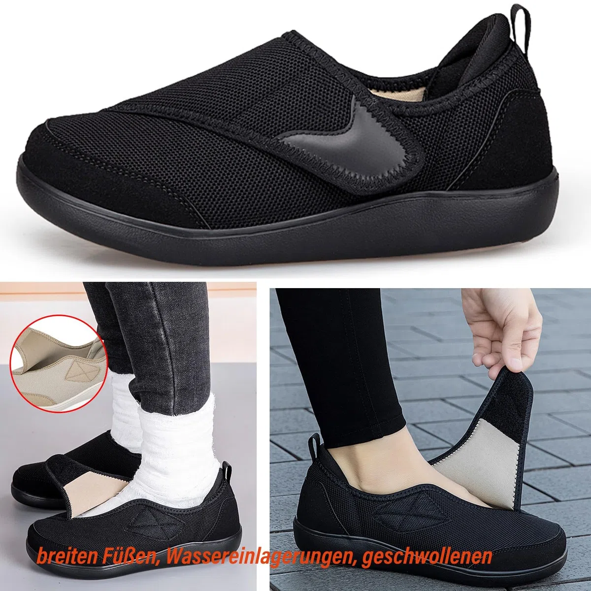 Gaatpot Chaussures Diabétiques Hommes Femmes Chaussons Extra-Larges De Marche Rééducation Ajustables Orthopédique Âgées De La Douleur Au Pied 36-44