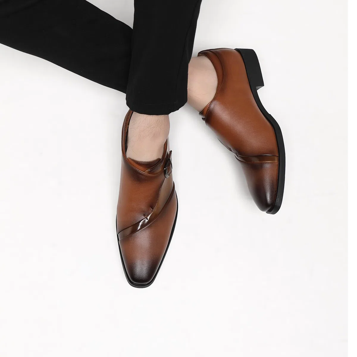SANNAX Chaussures de Costume pour Hommes Business Lacets Chaussures Basses Oxford Classic Leather Shoes Chaussures de Mariage Formelles