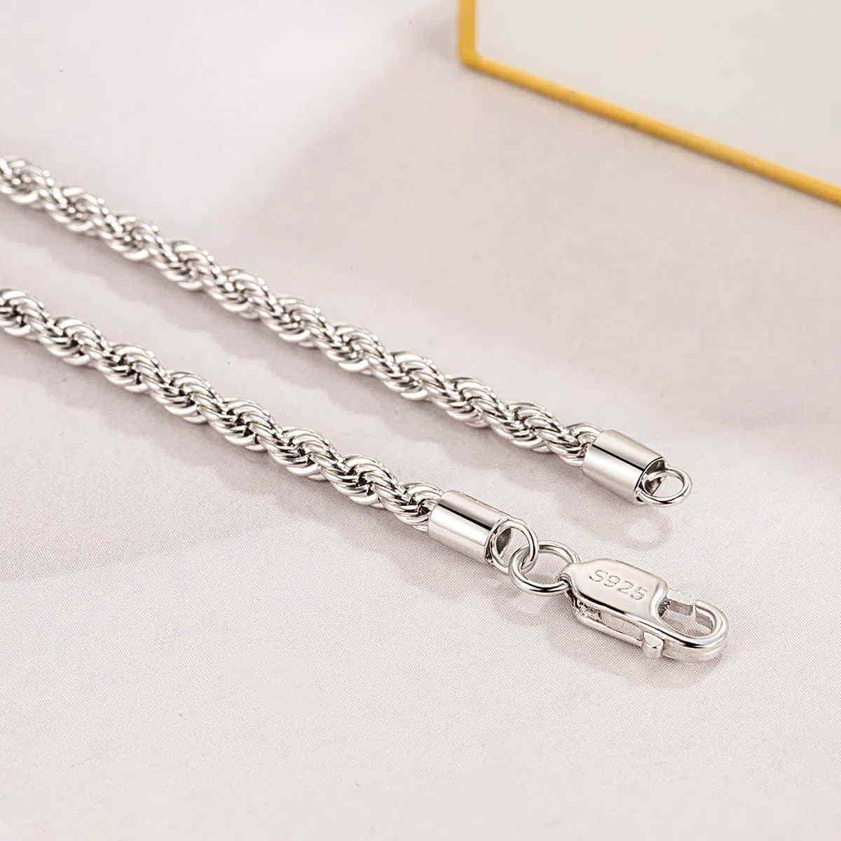 Dankadi Collier à Corde Fin 3MM pour Pendentif en 925 Argent, Chaîne Tressée à Maille Enrouler Plaqué Or 16"-30" (40-76CM) Design Italien Cadeau Bijoux Fête Anniversaire pour Homme Femme