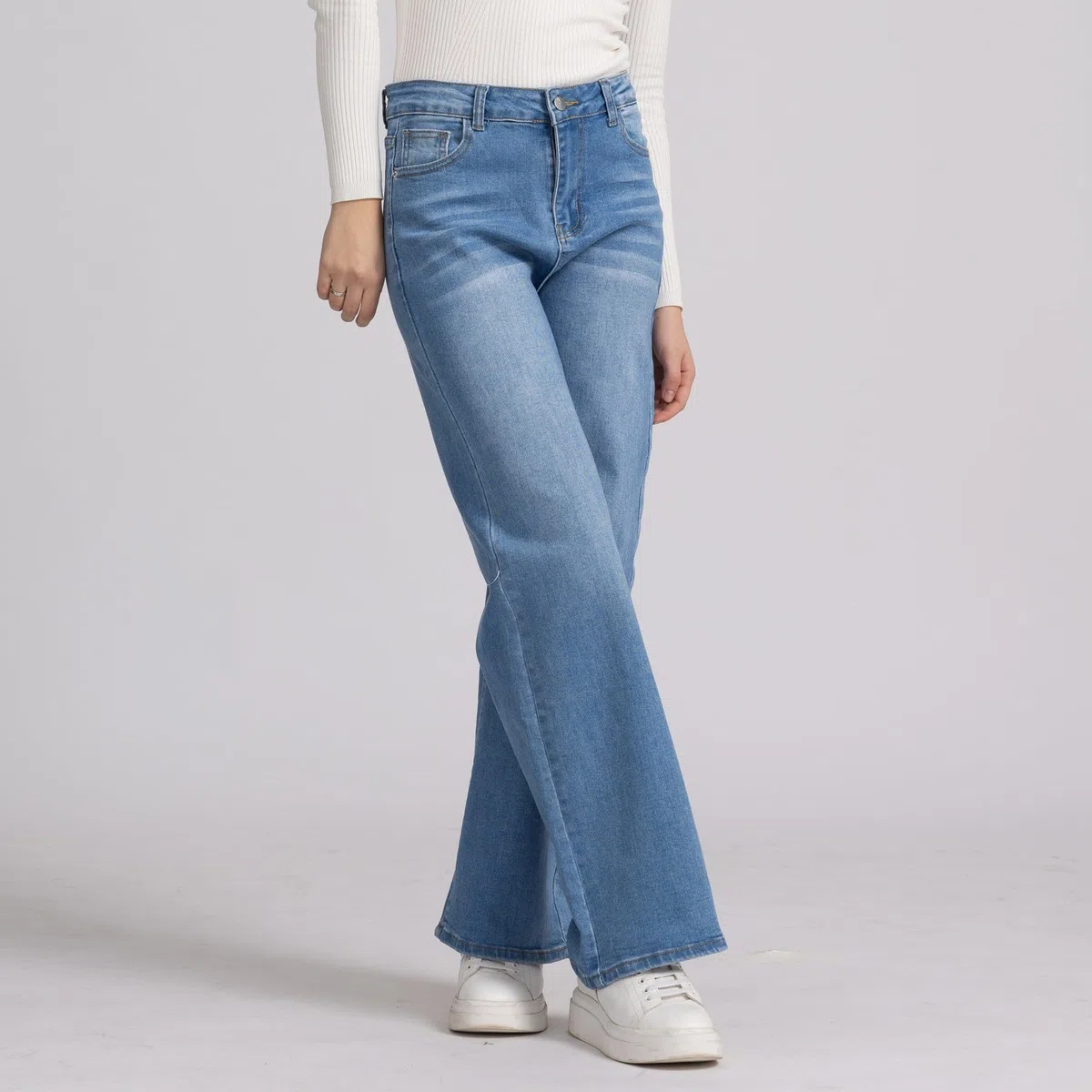 Jeans Femme Taille Haute Large Jeans Femme Baggy Large Leg Fit Jeans FX9050