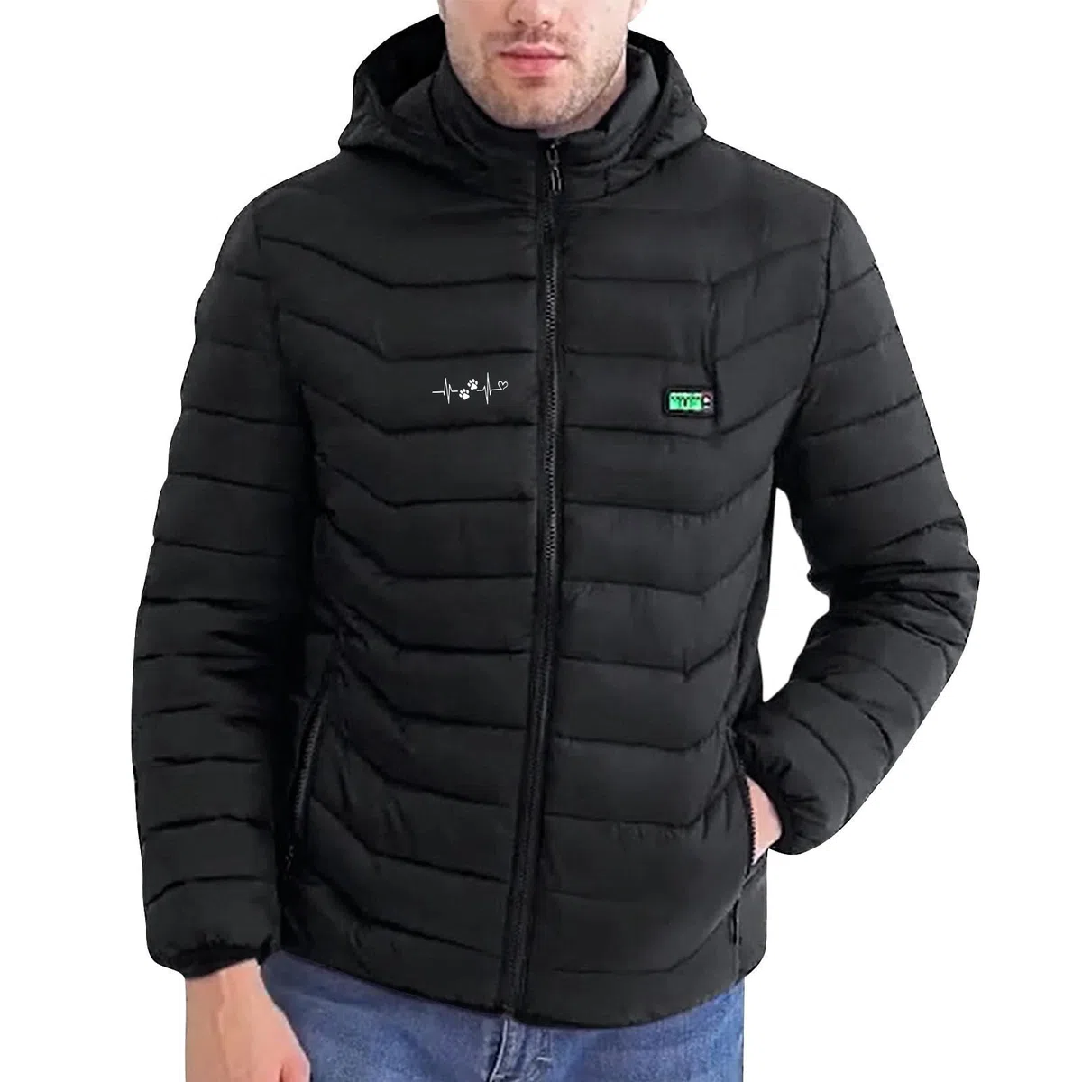 KQIVAM Veste Chauffante USB Chaud Manteau Rechargeable Par USB Homme avec 21 Zones de Chauffage et 4 Températures Optionnelles pour Plein Air Sports Hiver Doudoune Chaude à Capuche Manches Longues